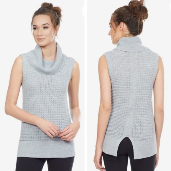 Ava Sweaters - AVA Cowl Neck Sleeveless Sweater Gray Size Small